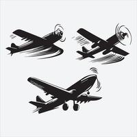 drawing of a plane silhouette with skywriting. vector