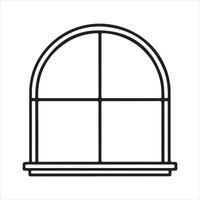 A line-drawn illustration of a window or mirror in black and white. vector