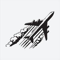 drawing of a plane silhouette with skywriting. vector