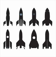 An excellent resolution bundle of rocket ship silhouettes, containing a range of rocket spacecraft vector