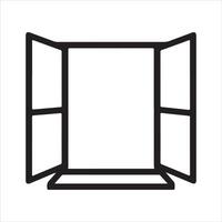 A line-drawn illustration of a window or mirror in black and white. vector