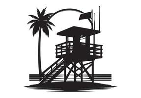 silhouette of a lifeguard tower in black on a white background. vector