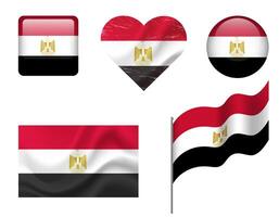 Egypt flag set of icons. flag of Egypt, symbol. Set of Egyptian flags button, waved, heart. vector