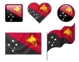 Papua New Guinea flag set of icons. flag of Papua New Guinea, symbol. vector