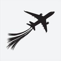 drawing of a plane silhouette with skywriting. vector