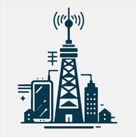 Minimalist mobile tower skyscraper tower icon silhouette vector