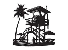 silhouette of a lifeguard tower in black on a white background. vector