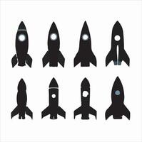 An excellent resolution bundle of rocket ship silhouettes, containing a range of rocket spacecraft vector