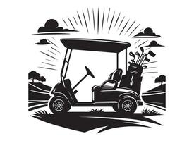Golf cart silhouette in black on a white background. vector