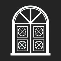 A line-drawn illustration of a window or mirror in black and white. vector