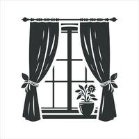 A line-drawn illustration of a window or mirror in black and white. vector