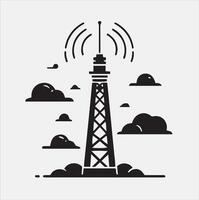 Minimalist mobile tower skyscraper tower icon silhouette vector