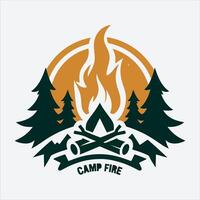 Campfire logo type silhouette illustration with White Background vector