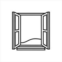 A line-drawn illustration of a window or mirror in black and white. vector