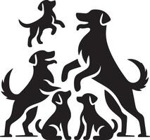 Silhouette of dog on white background. simple minimal Symbol of group of pets who plays together vector