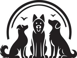 Silhouette of dog on white background. simple minimal Symbol of group of pets who plays together vector