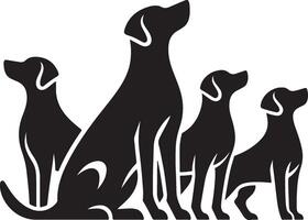Silhouette of dog on white background. simple minimal Symbol of group of pets who plays together vector
