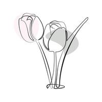 Continuous beautiful rose flower single one line art vector
