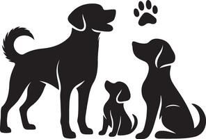 Silhouette of dog on white background. simple minimal Symbol of group of pets who plays together vector