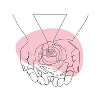Continuous beautiful rose flower single one line art vector