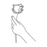 Continuous beautiful rose flower single one line art vector