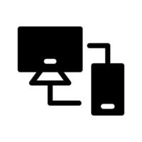 Computer Linked To Phone Icon Symbol Design Illustration vector