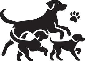 Silhouette of dog on white background. simple minimal Symbol of group of pets who plays together vector