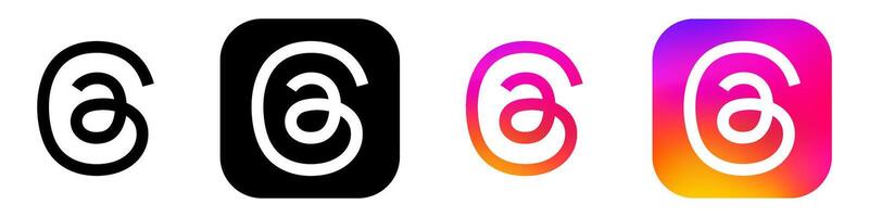 Logo of the Threads social network. Black and Instagram color vector