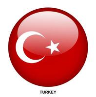 TURKEY flag button on white background vector