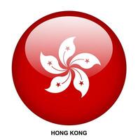 HONG KONG flag button on white background vector