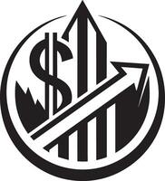 minimal business finance logo illustration black and white vector
