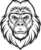 minimal gorilla logo illustration black and white vector