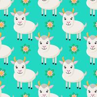 Seamless pattern with stylized farm animals. background with goat. vector