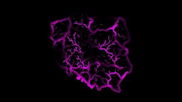 Neon frame effect map of Poland, glow, black background. video
