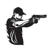 Man with gun silhouette image isolated on white background vector