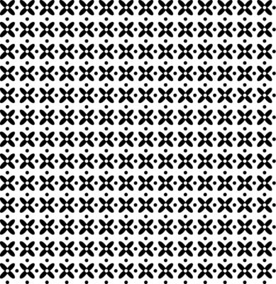 Seamless texture in the form of an abstract pattern of black crosses and dots on a white background