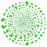 Round pattern of green leaves arranged in a spiral on a white background vector