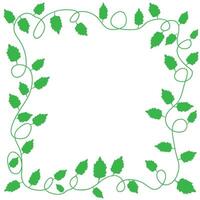 Abstract green quadrangular frame in the form of a pattern of leaves on a white background vector
