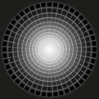 Abstract round monochrome pattern in the form of stripes and squares arranged in a circle on a gray background vector