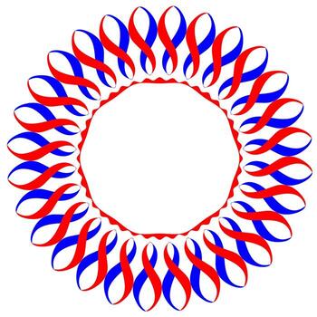 Abstract round pattern in blue and red on white background vector