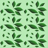 Pattern of leaves on a green background vector