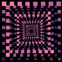 Abstract geometric pattern in the form of pink and blue squares on a black background vector