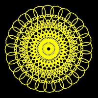 Round openwork yellow lace pattern on a black background vector