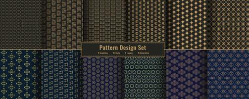 Luxury ornamental pattern bundle collection. Golden Islamic style geometric patterns background abstract repeating texture set for cover, t-shirt, wallpaper, carpet and decorative purposes vector