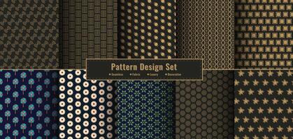 Luxury ornamental geometric and floral pattern bundle collection. Golden islamic style geometric patterns background abstract repeating texture set for cover, wallpaper, carpet and decorative purposes vector