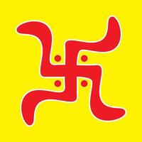 The Swastika symbol, Swastik, sacred symbol of Hindus of divinity and spirituality icon in flat style design isolated on yellow background vector