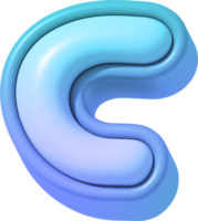 Letter C, Colorful Gradient 3D Lettering png
