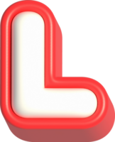 Letter L, 3d rendering uppercase alphabet png