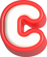 Letter C, 3d rendering uppercase alphabet png