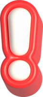 Exclamation mark, 3d rendering uppercase alphabet png